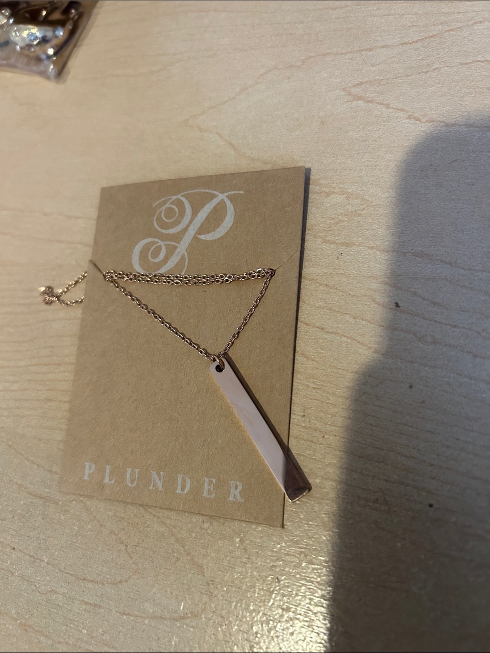 Plunder Rose Gold Slim Bar Necklace - Plunder